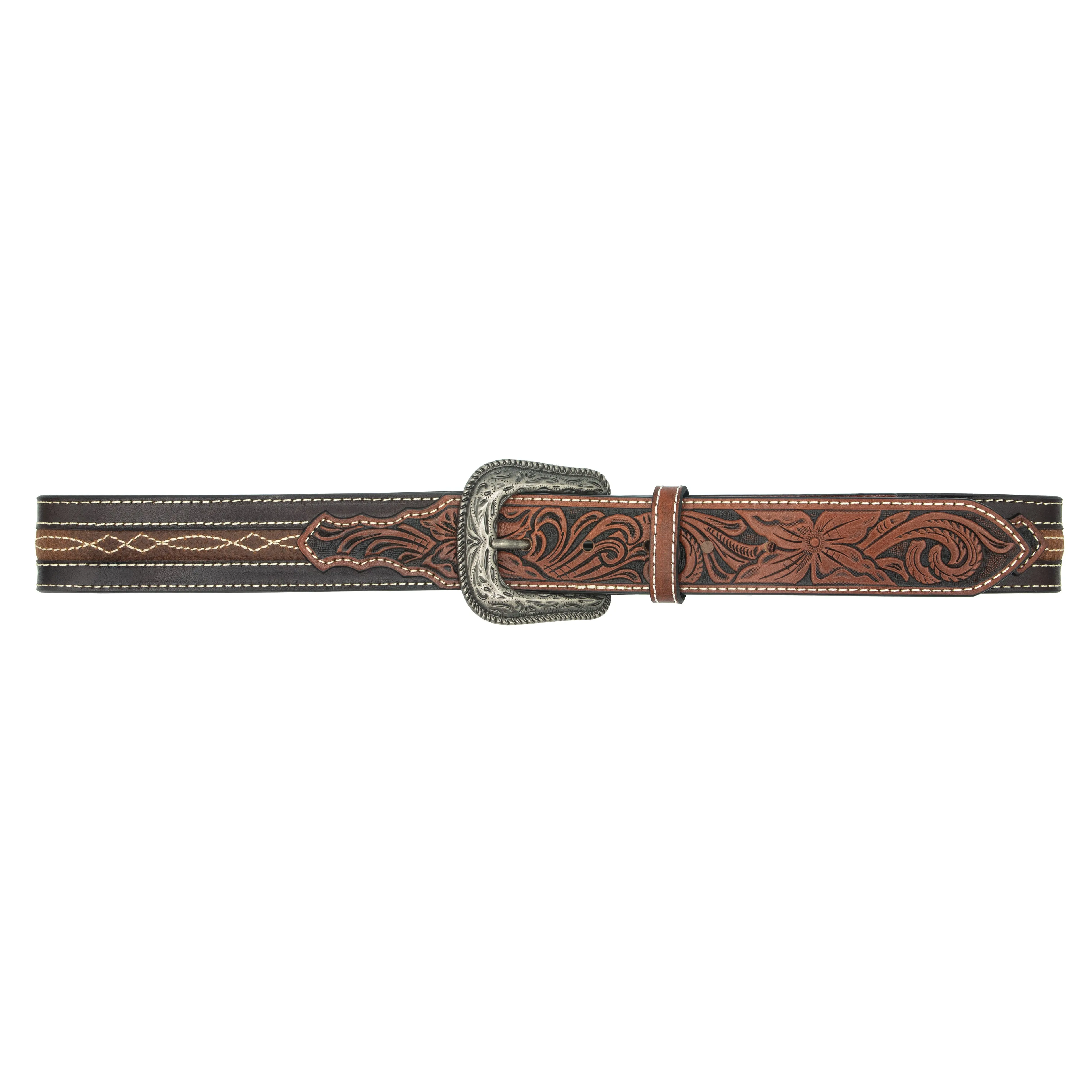 1 1/2" Center Stitched with Tooled Billets Belt
