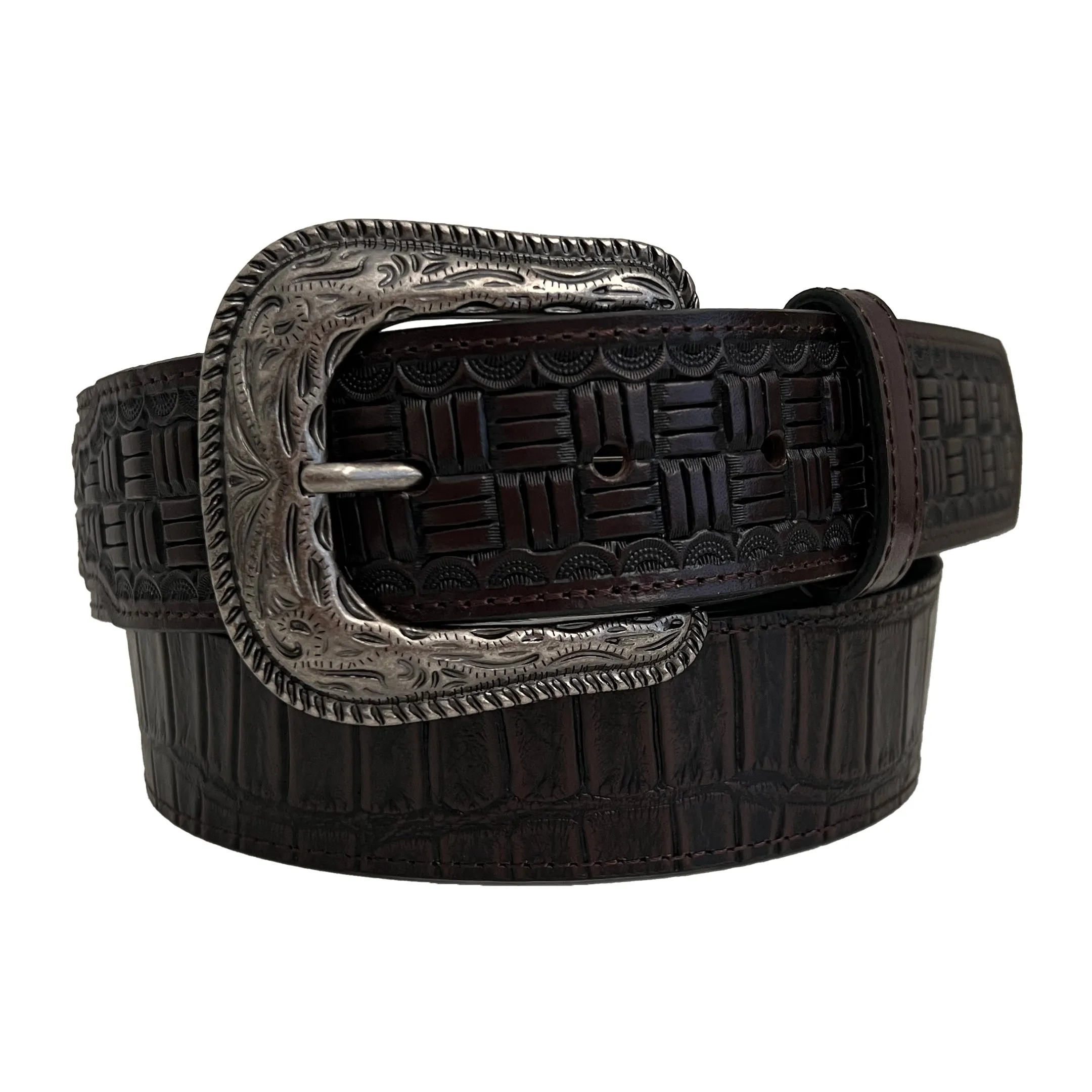 1 1/2" Exotic Alligator Print with Checkered Billets Belt