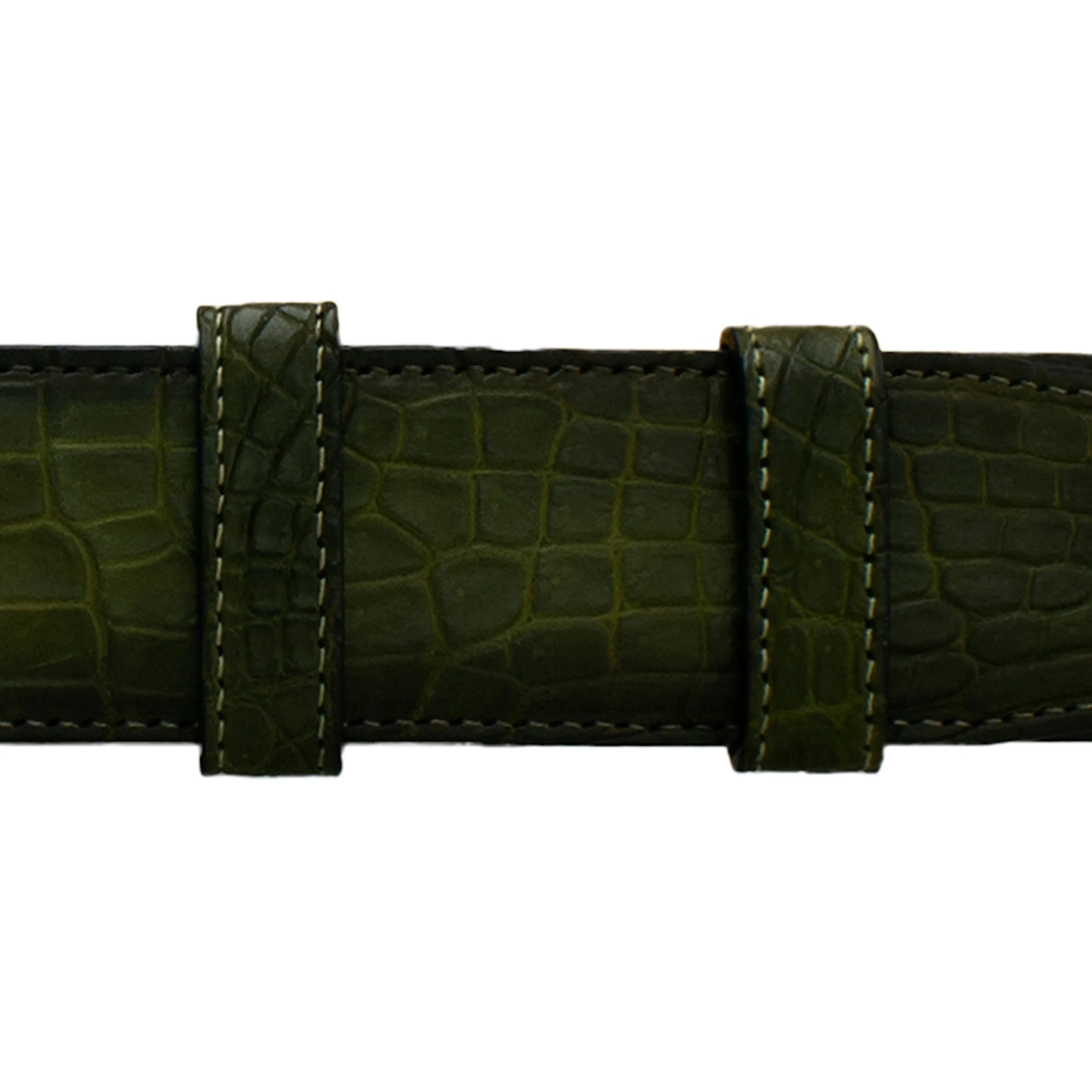 1 1/2" Olive Patina Belt with Crawford Casual Buckle in Polished Nickel