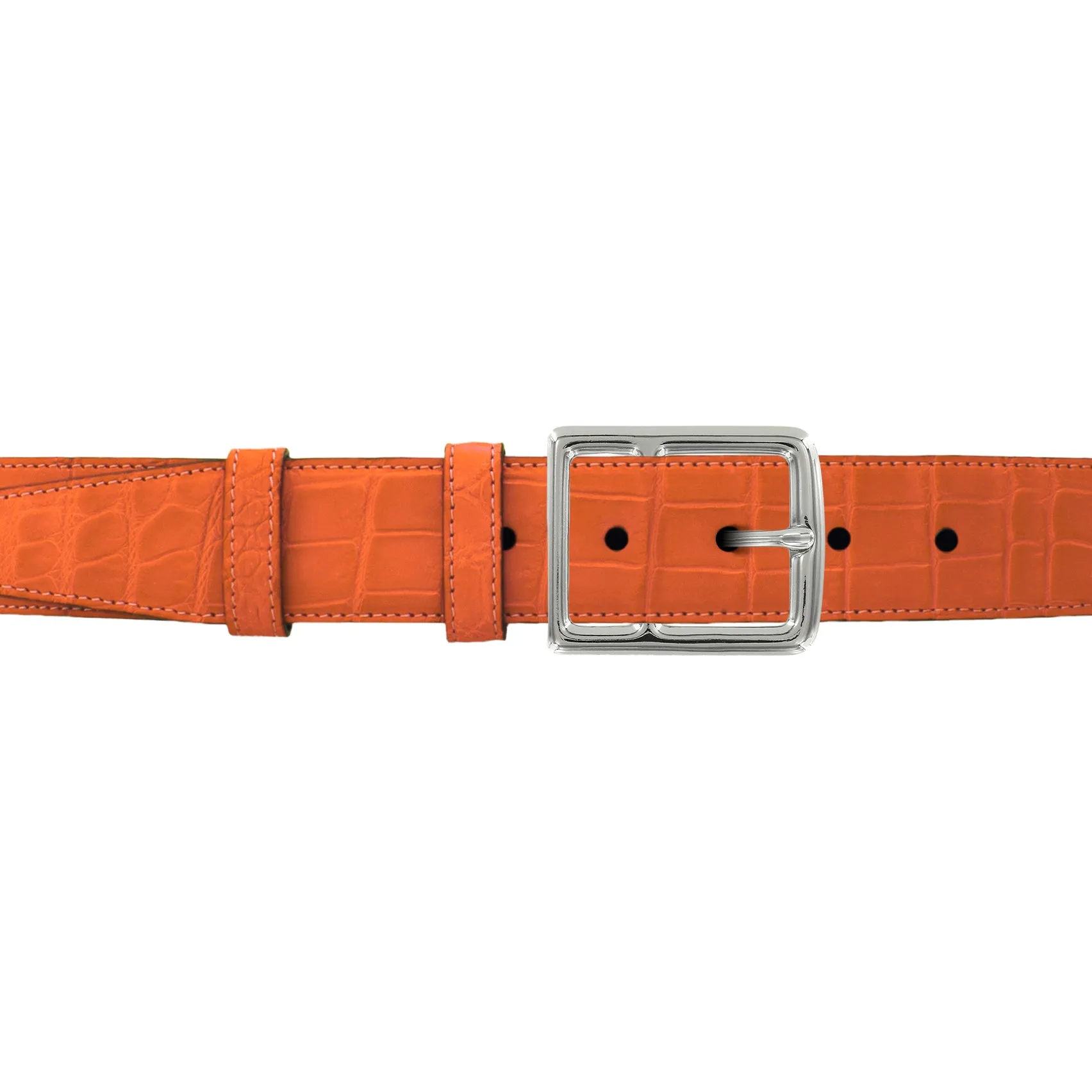 1 1/2" Orange Seasonal Belt with Crawford Casual Buckle in Polished Nickel