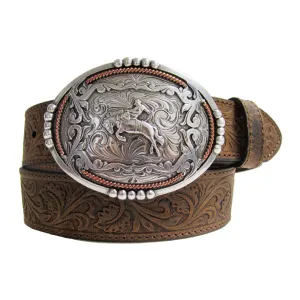 1 1/2" Tooled Buckin’ Bronc Rider Buckle Belt