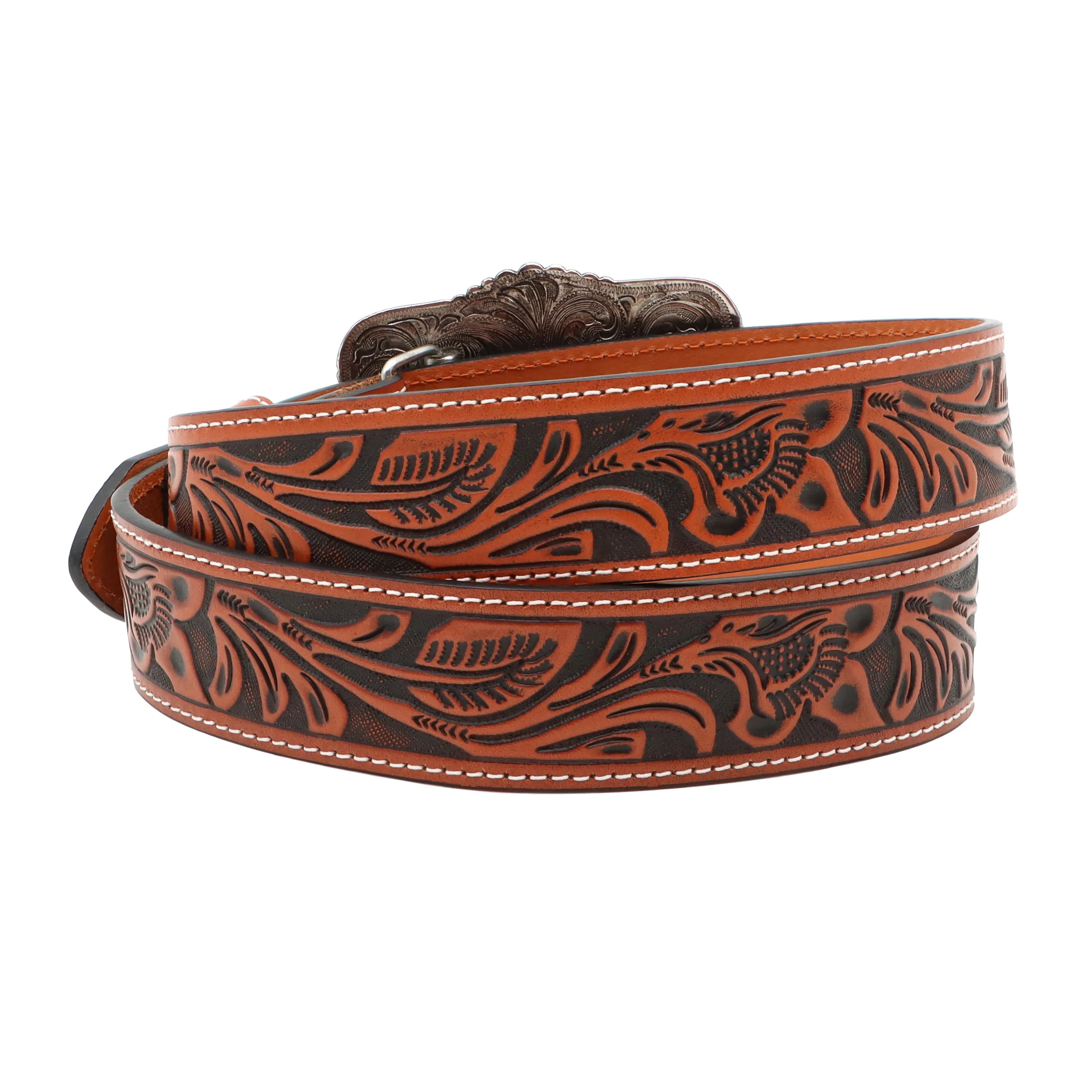 1 1/2" Veg Tooled with Longhorn Buckle Belt