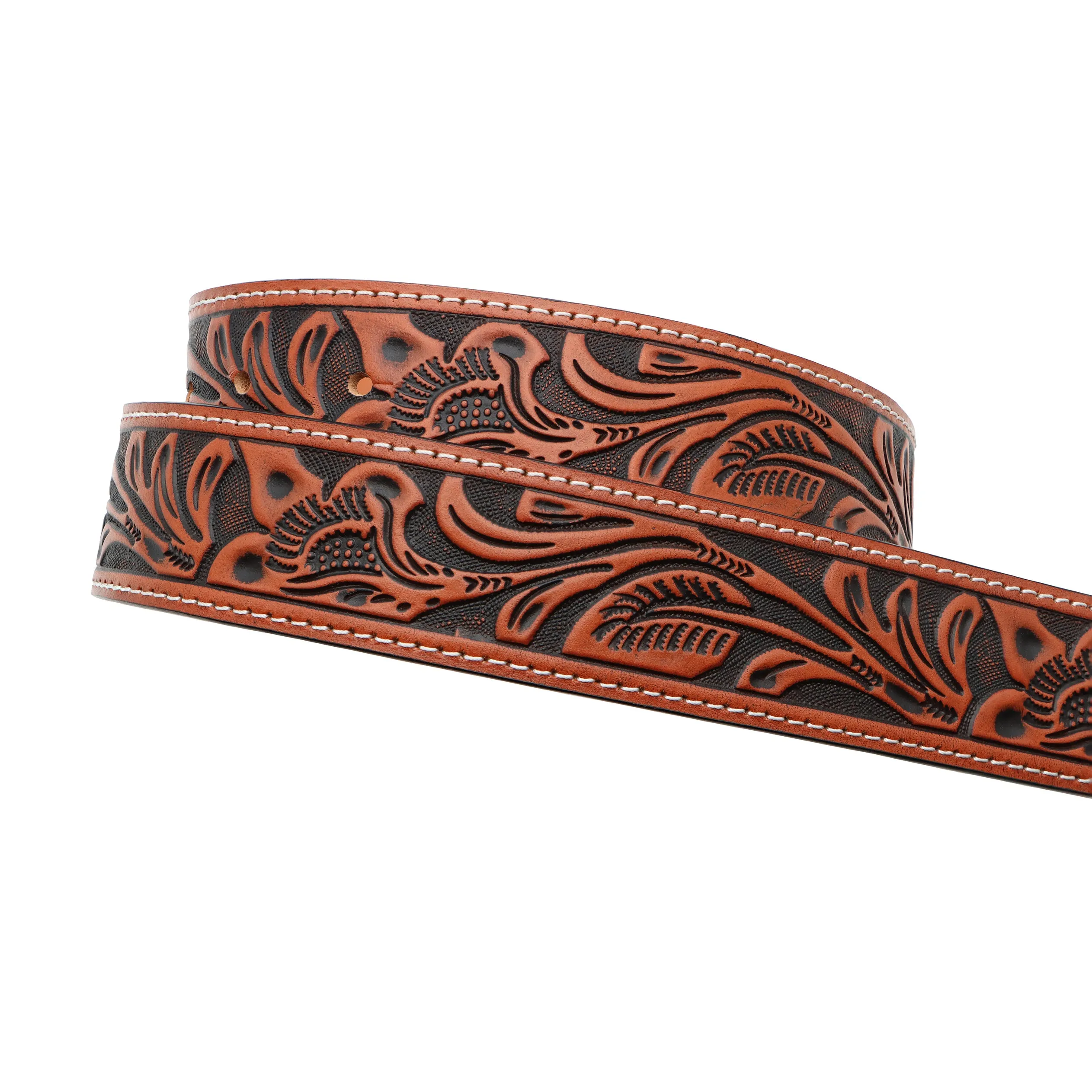 1 1/2" Veg Tooled with Longhorn Buckle Belt