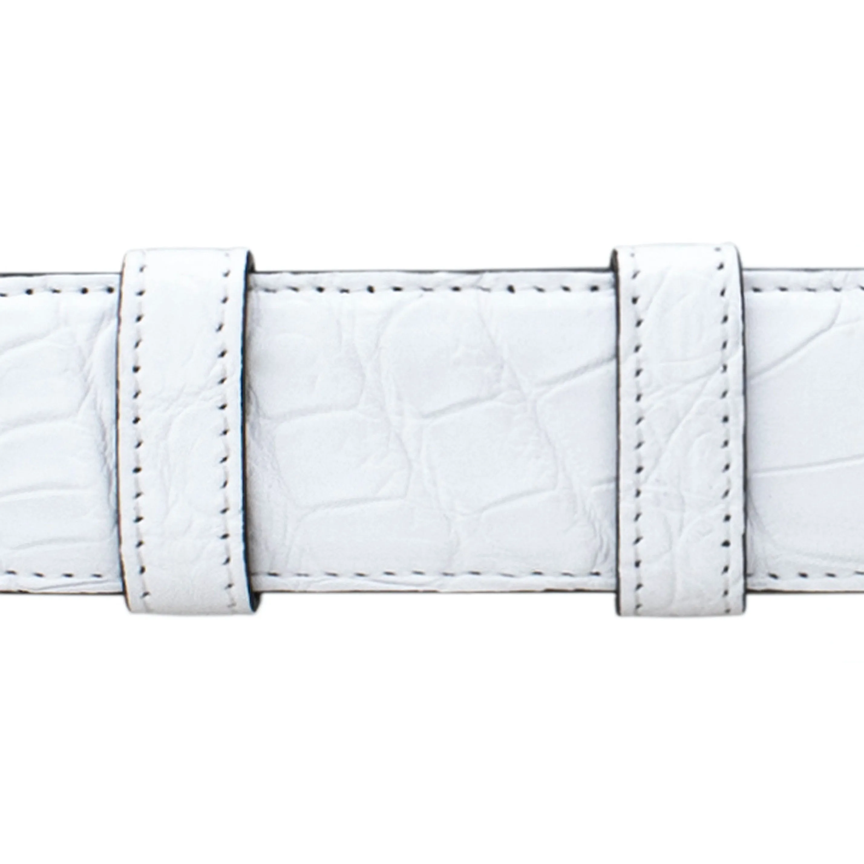 1 1/2" White Classic Belt with Crawford Casual Buckle in Brass