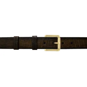 1 1/4" Walnut Patina Belt with Austin Casual Buckle in Brass