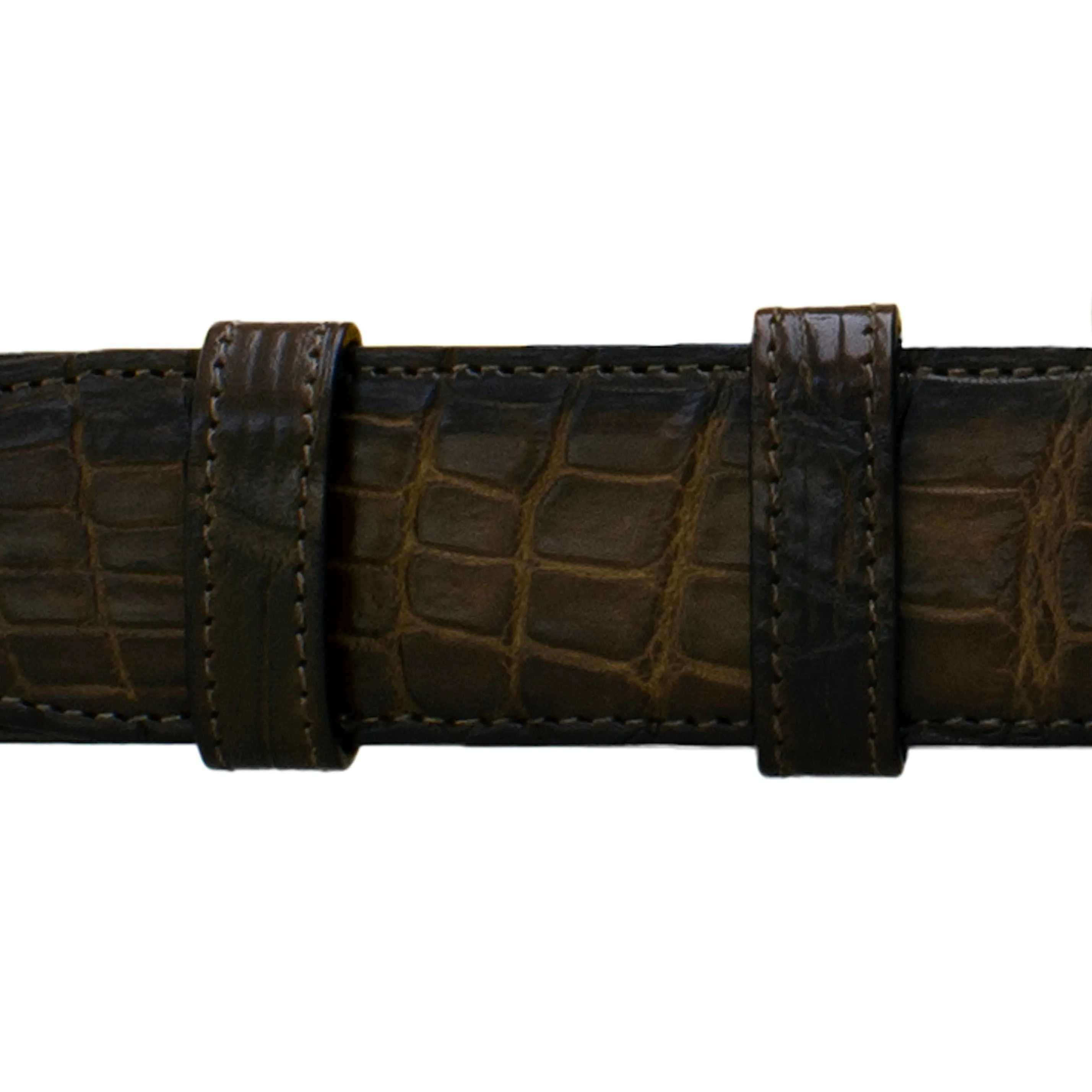 1 1/4" Walnut Patina Belt with Austin Casual Buckle in Brass