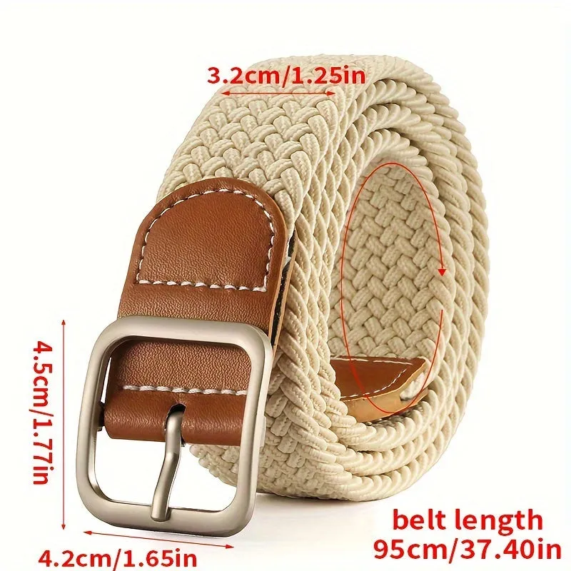 2 Pack Elastic Woven Belts for Men & Women Casual Style