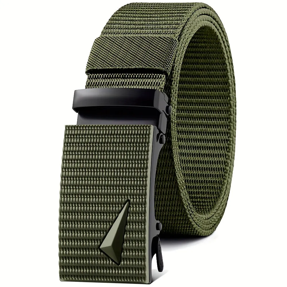 2 Pack Men'S Casual Style Belts Set Nylon Canvas Strap Square Buckle