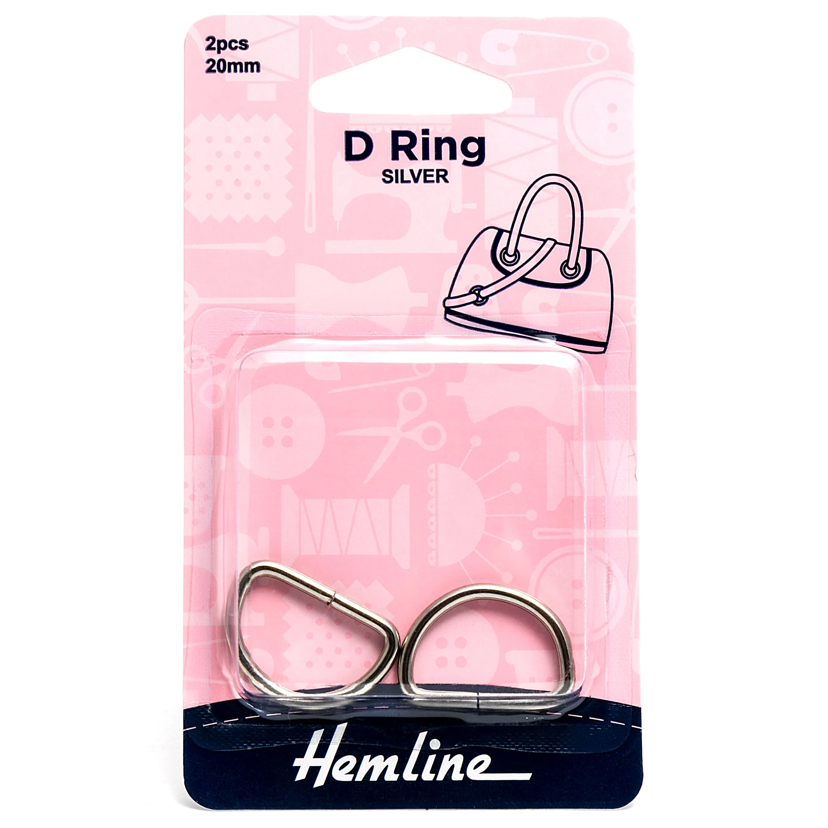 2 x Hemline D Shaped Alloy Rings Macramé Bag Making Crafts 20mm - Select Colour