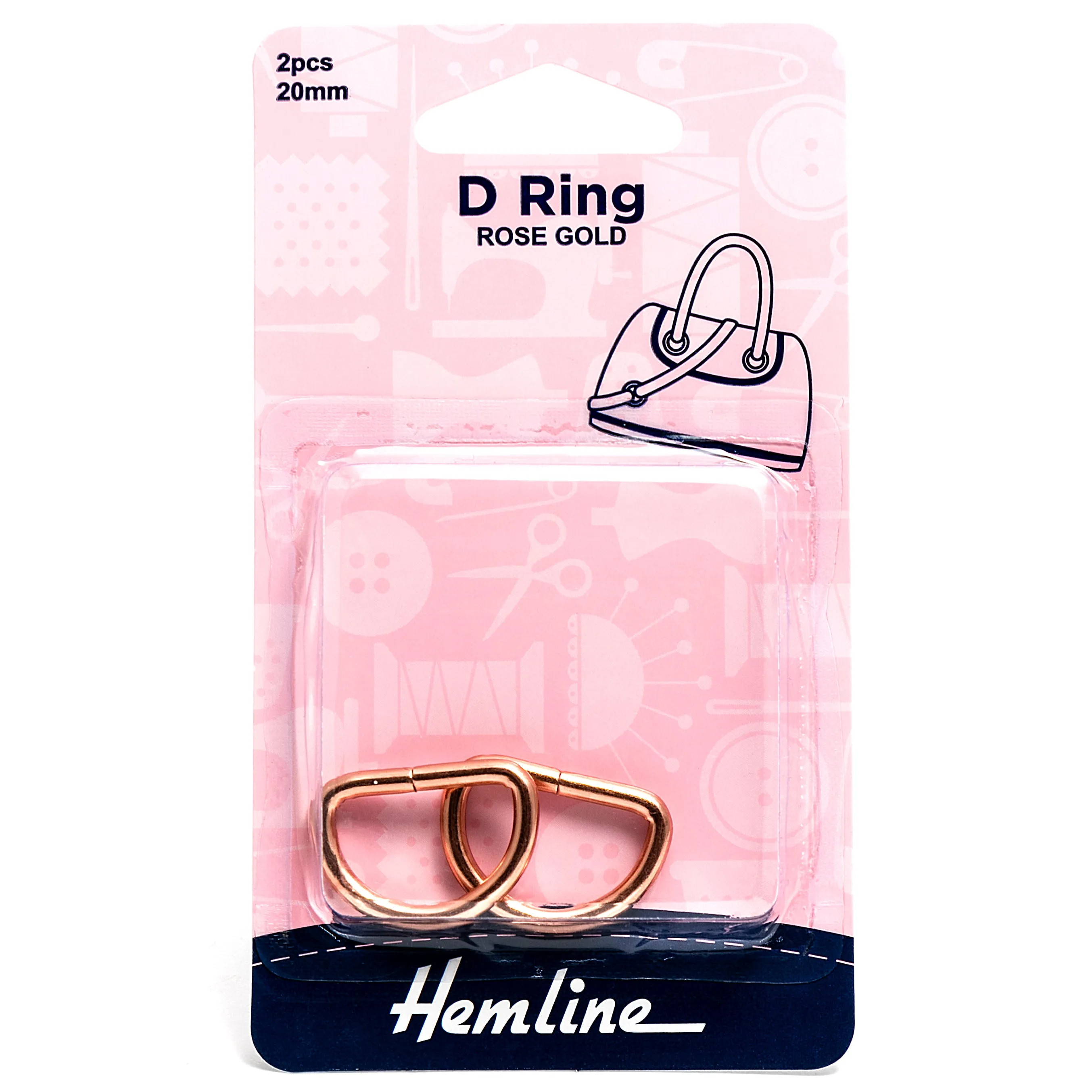 2 x Hemline D Shaped Alloy Rings Macramé Bag Making Crafts 20mm - Select Colour