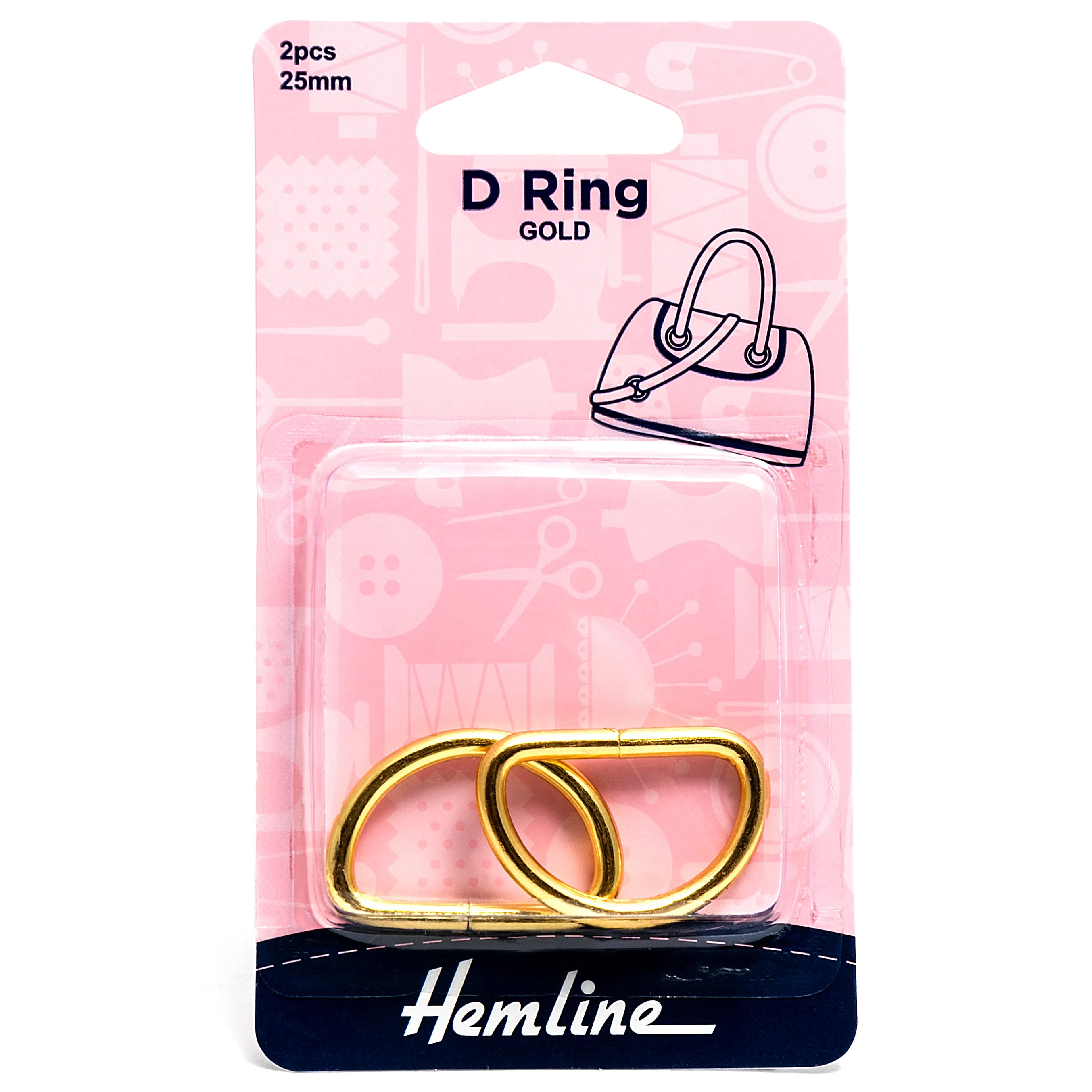 2 x Hemline D Shaped Alloy Rings Macramé Bag Making Crafts 25mm - Select Colour