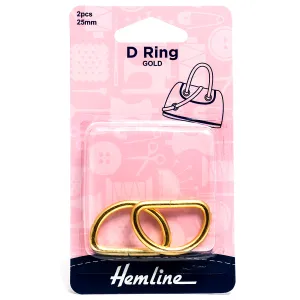 2 x Hemline D Shaped Alloy Rings Macramé Bag Making Crafts 25mm - Select Colour