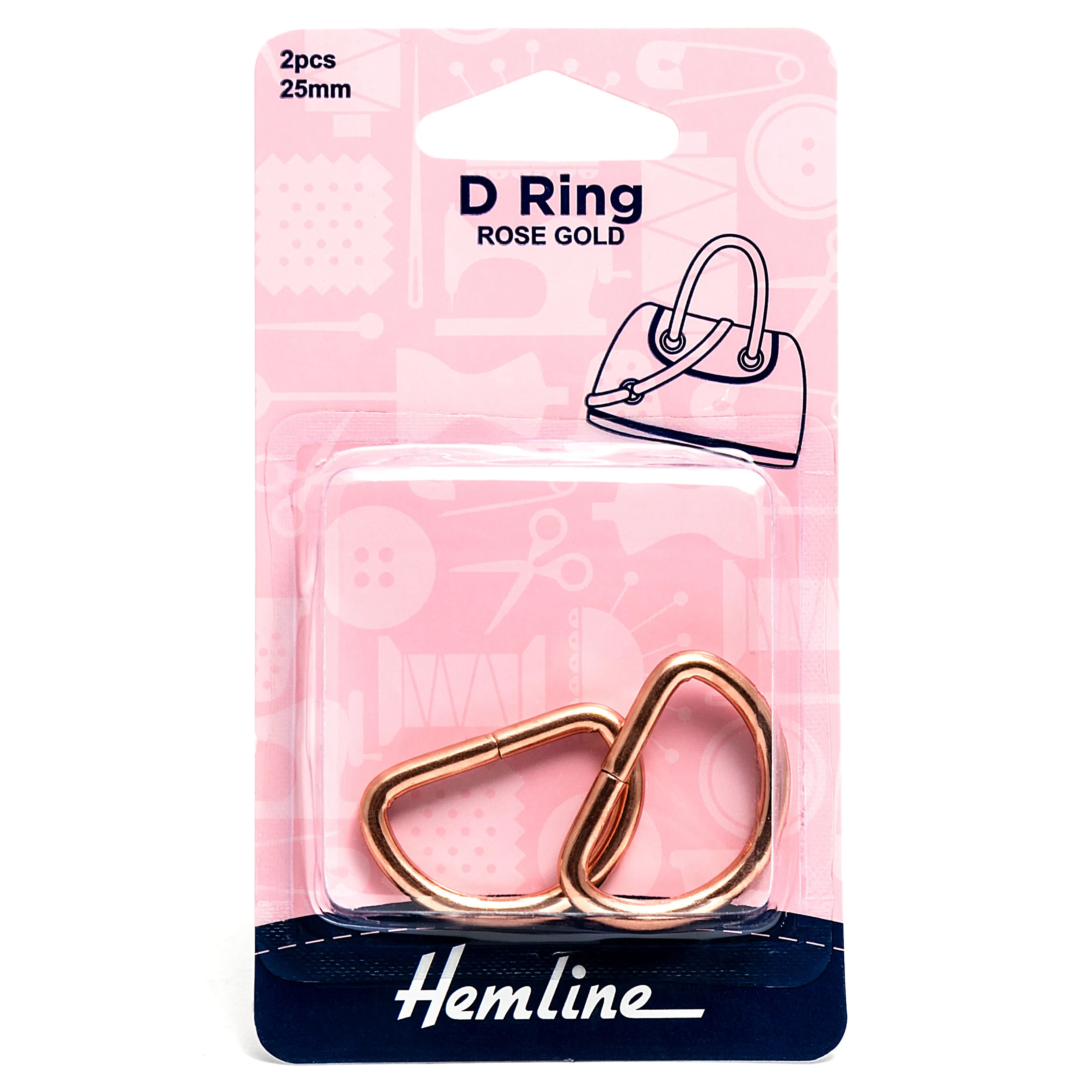 2 x Hemline D Shaped Alloy Rings Macramé Bag Making Crafts 25mm - Select Colour