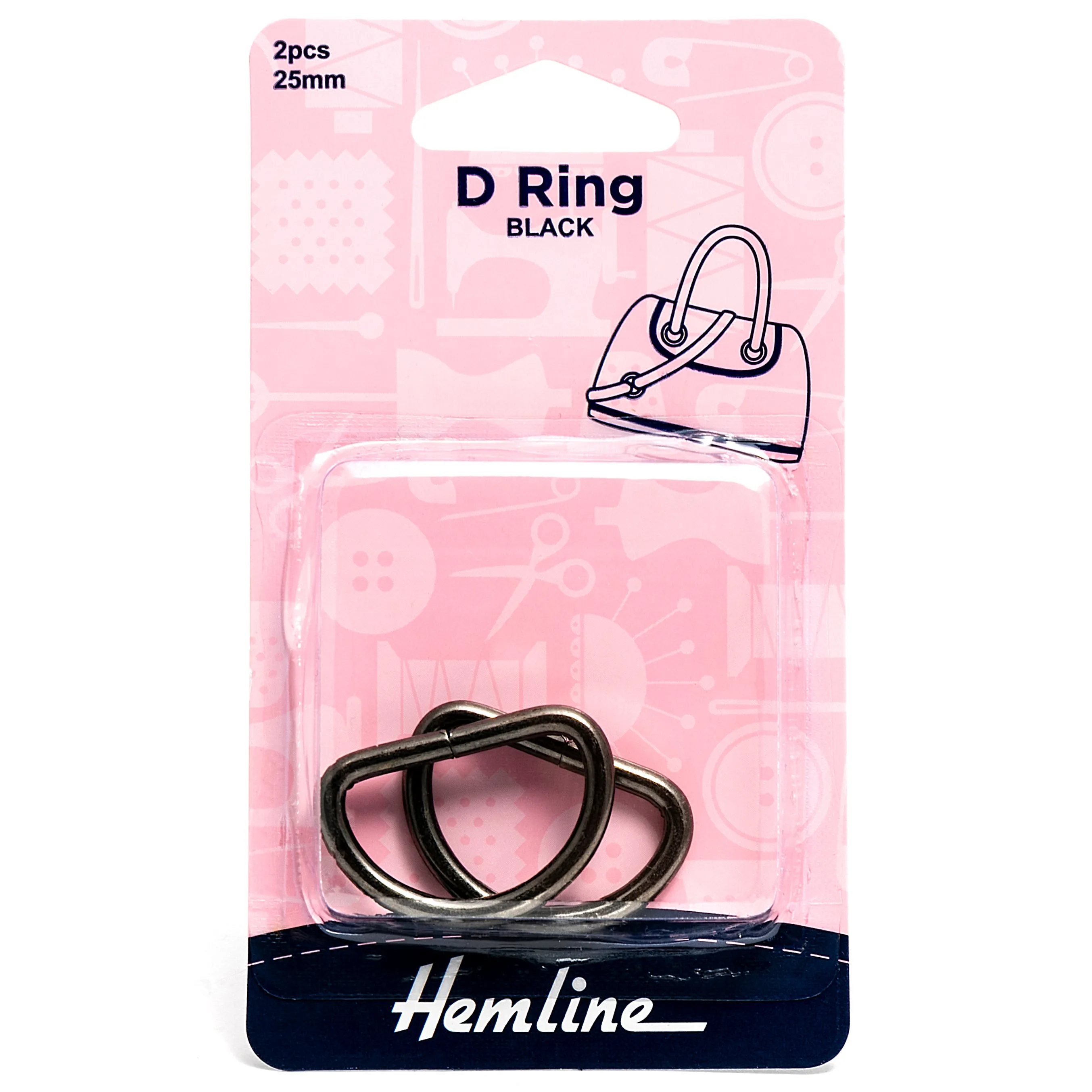 2 x Hemline D Shaped Alloy Rings Macramé Bag Making Crafts 25mm - Select Colour