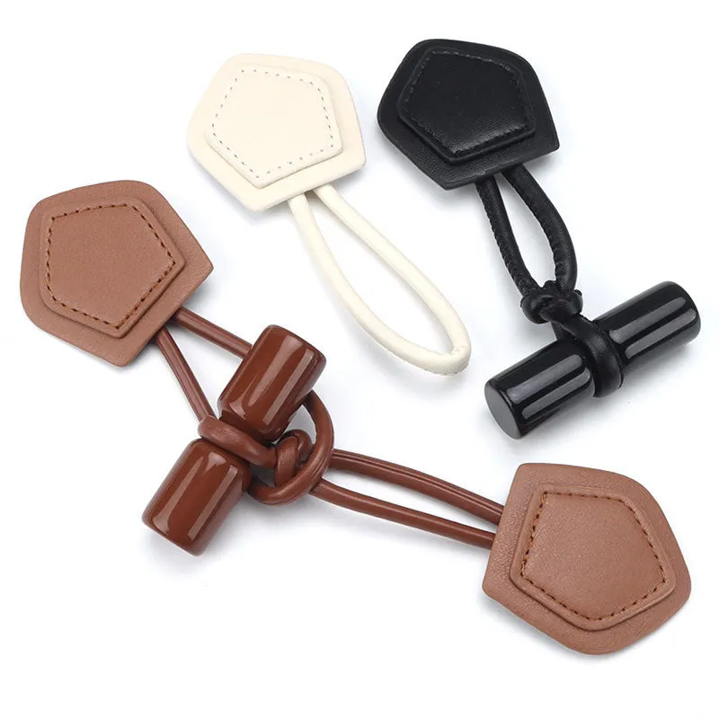 200mm Beige Brown Black Leather Buckles with Resin Cylinder 6pcs