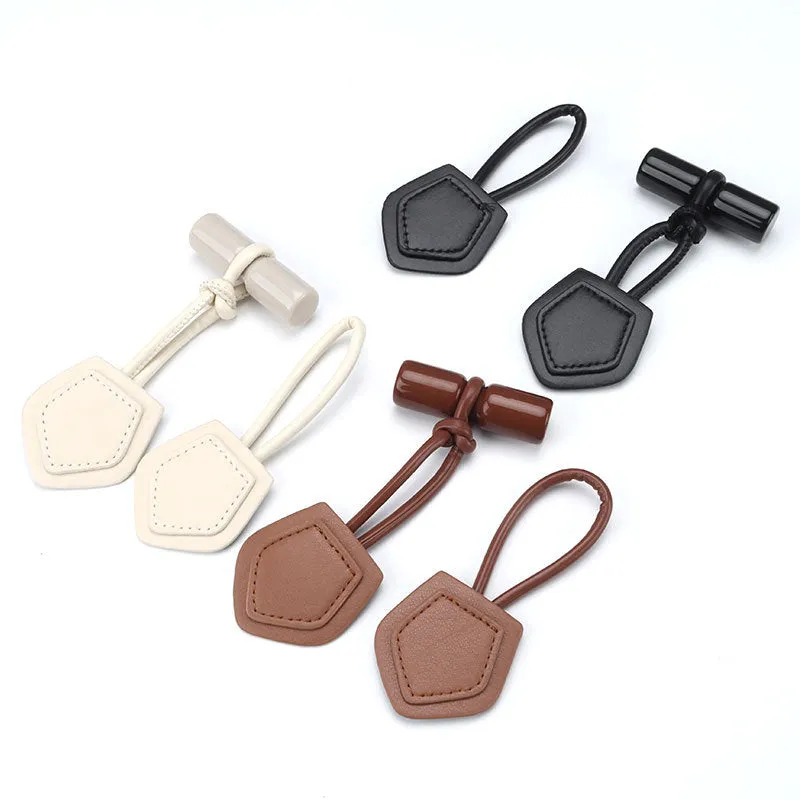200mm Beige Brown Black Leather Buckles with Resin Cylinder 6pcs