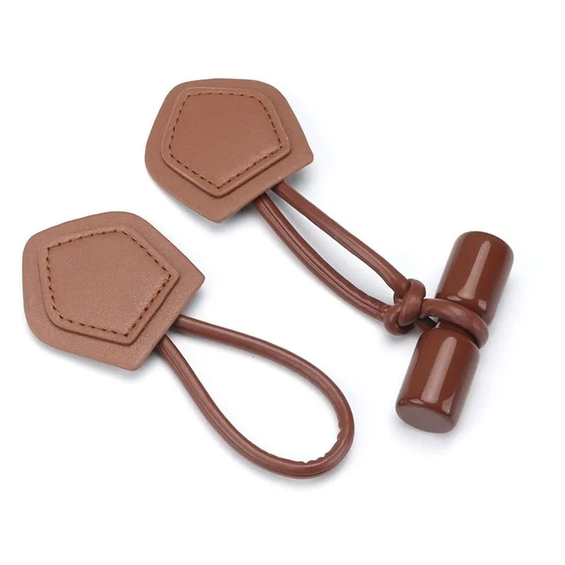 200mm Beige Brown Black Leather Buckles with Resin Cylinder 6pcs