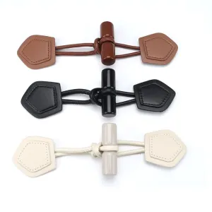 200mm Beige Brown Black Leather Buckles with Resin Cylinder 6pcs