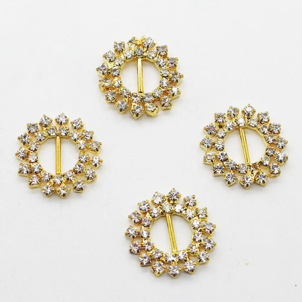 20mm Round Gold Color Rhinestone Buckle