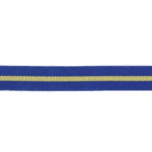 25mm Blue and Gold Striped Polyester Composite Lace
