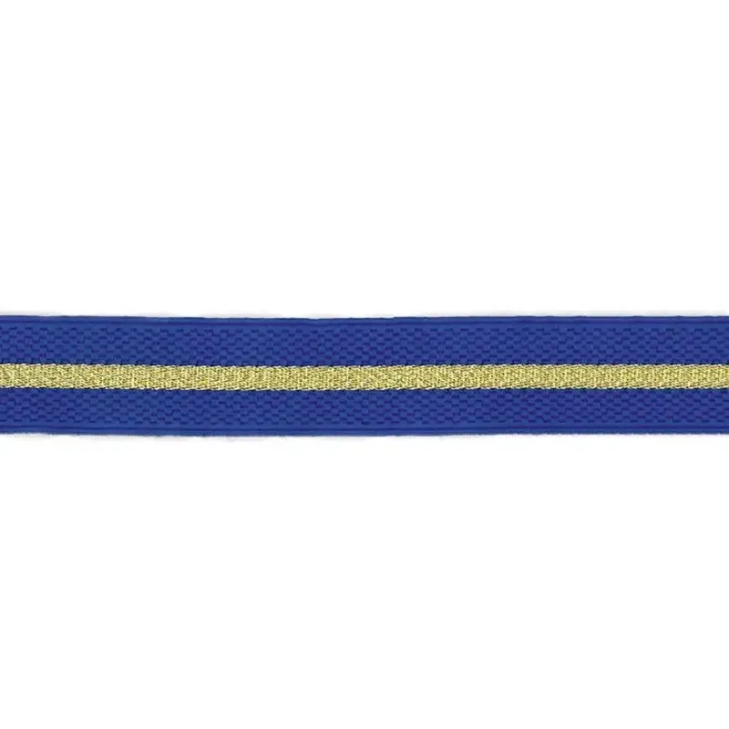 25mm Blue and Gold Striped Polyester Composite Lace