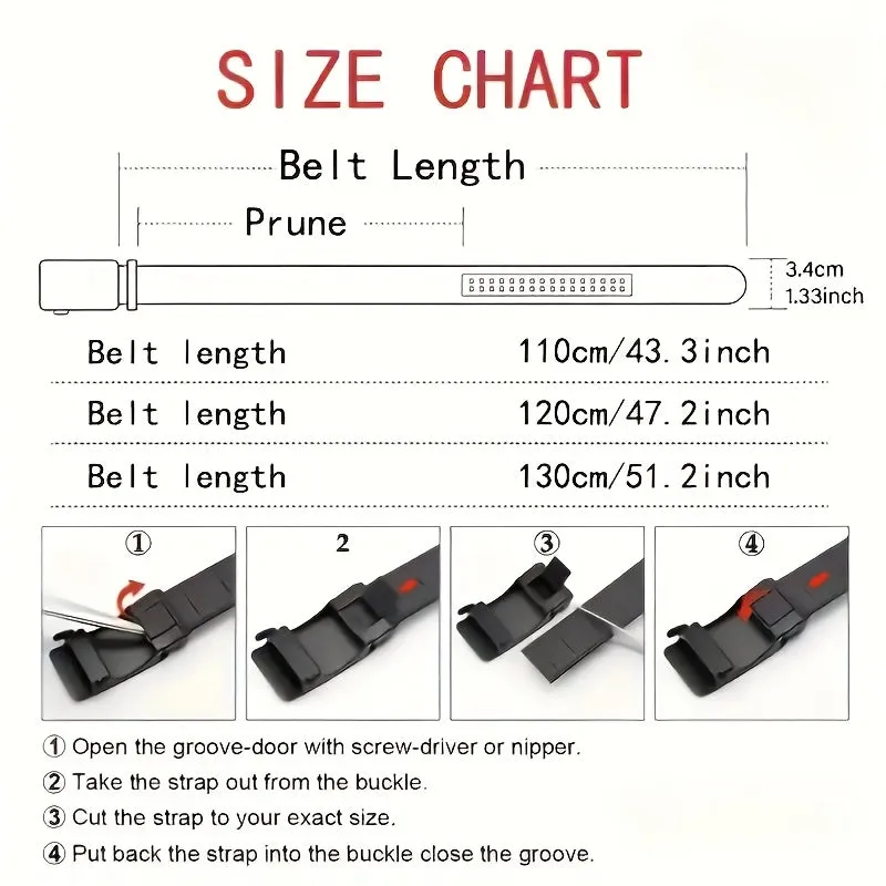 2pcs Men's Canvas Belts with Automatic Buckle for Outdoor & Casual Wear