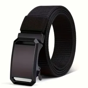 2pcs Men's Canvas Belts with Automatic Buckle for Outdoor & Casual Wear