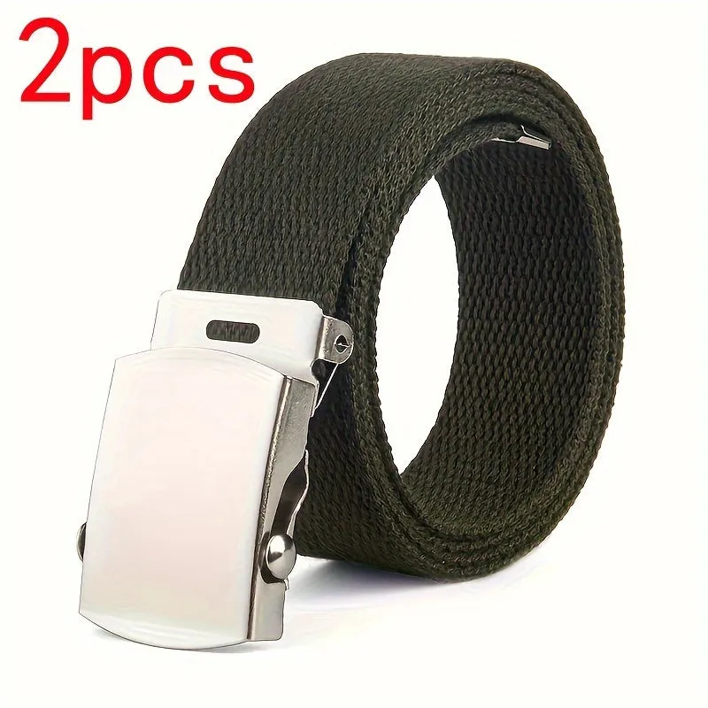 2pcs Tactical Canvas Belts for Training & Casual Wear