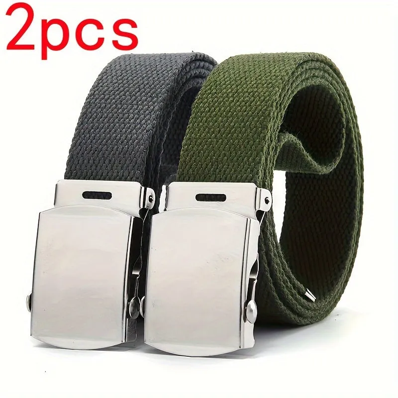 2pcs Tactical Canvas Belts for Training & Casual Wear