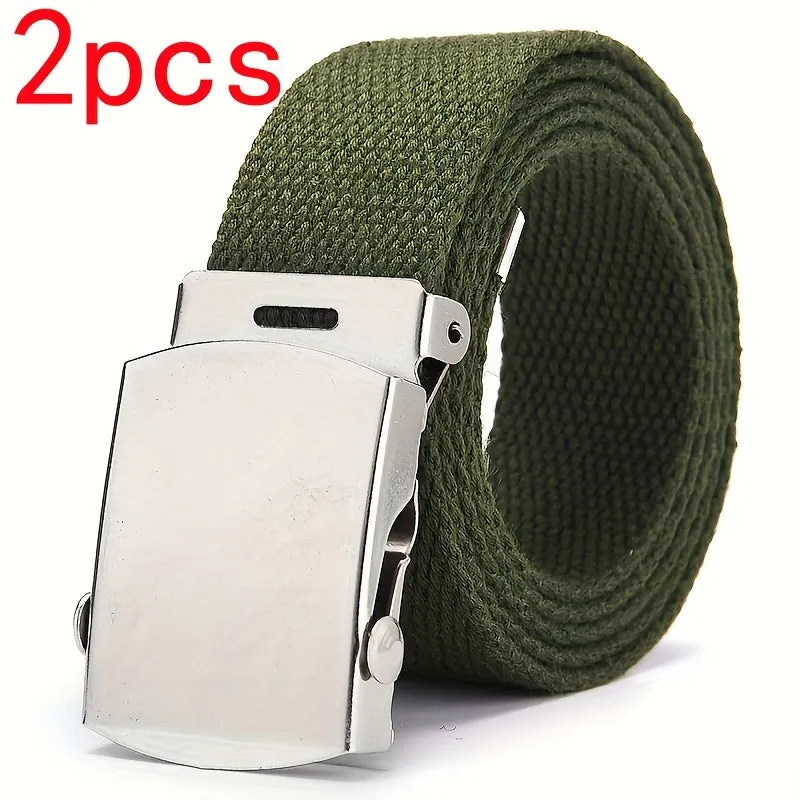 2pcs Tactical Canvas Belts for Training & Casual Wear