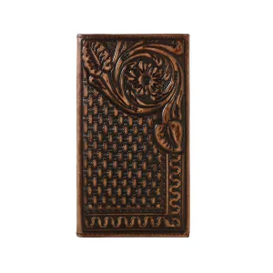 3-D Belts Wallet - Rodeo Brown Floral Basket Weave