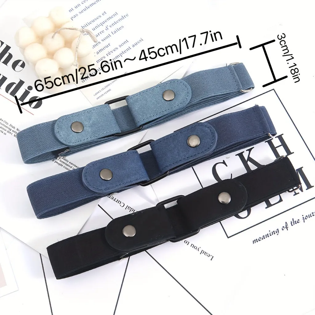 3 Pack Women's Casual Belt Adjustable Strap Elastic Waistband No Buckle