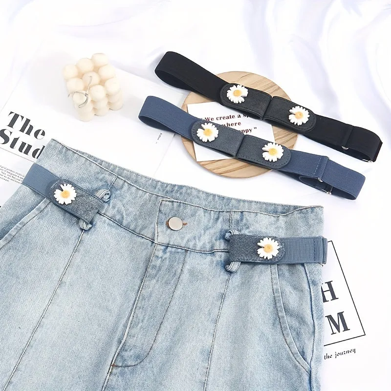 3 Pack Women's Casual Belt Adjustable Strap Elastic Waistband No Buckle