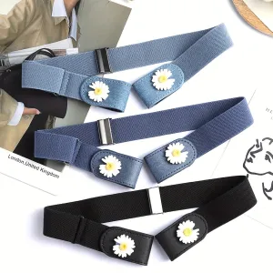 3 Pack Women's Casual Belt Adjustable Strap Elastic Waistband No Buckle