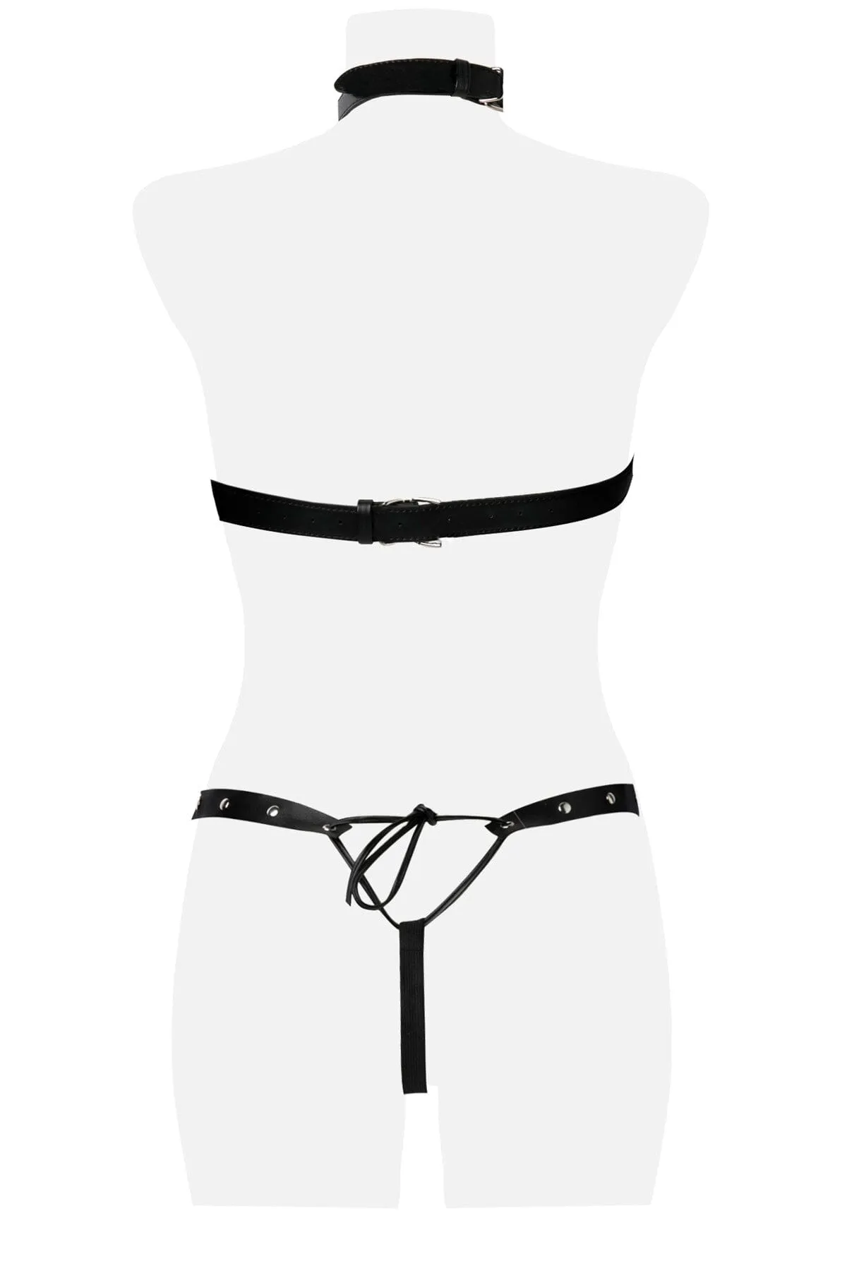 3 Piece Chain Harness W/Choker Bra Set