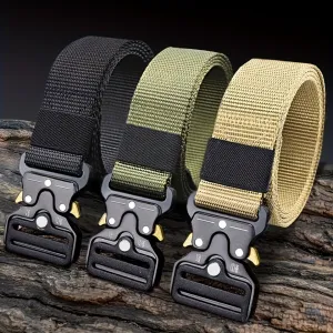 3pcs Men's Tactical Belts Canvas Adjustable Buckle Green Beige
