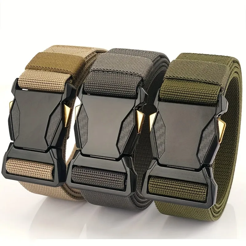 3pcs Men's Tactical Nylon Belts Lightweight Breathable Canvas Khaki Olive Green