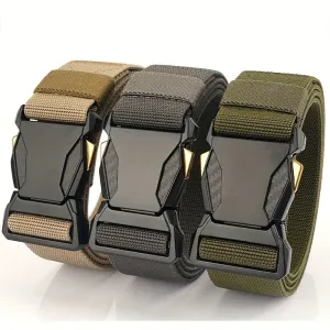 3pcs Men's Tactical Nylon Belts Lightweight Breathable Canvas Khaki Olive Green
