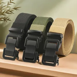 3pcs Men's Tactical Nylon Belts with Automatic Buckle Olive Green Beige