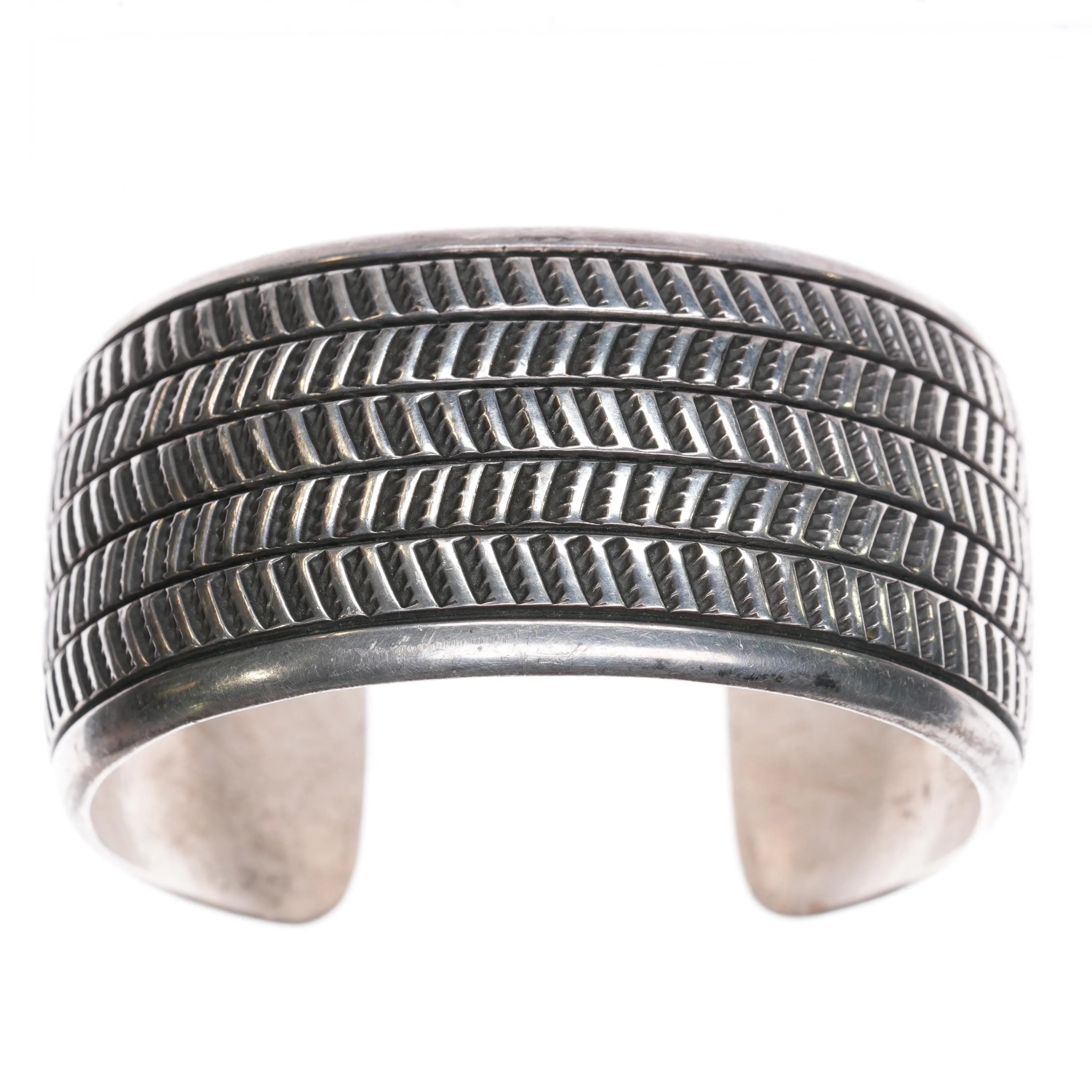 7.25" Cippy Crazy Horse  Cochiti Heavy sterling silver stamped cuff bracelet