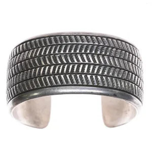 7.25" Cippy Crazy Horse  Cochiti Heavy sterling silver stamped cuff bracelet