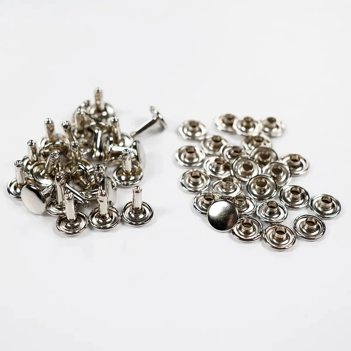 9mm x 9mm Nickel Double Cap Rivets 25 Pack