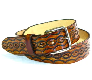 A104  1 1/2" Antique Finish Belt- Concho Design