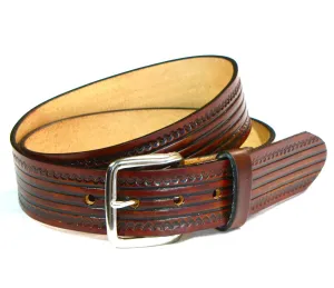 A105  1 1/2" Antique Finish Belt- Stripe Design