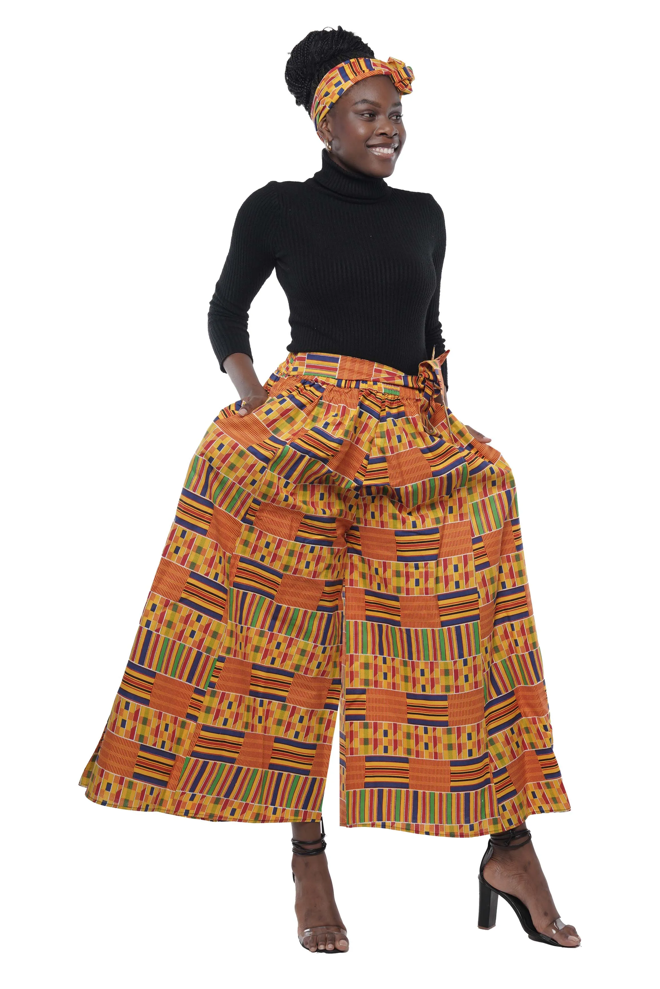 African Wide Palazzo Pants & Matching Handbag Set