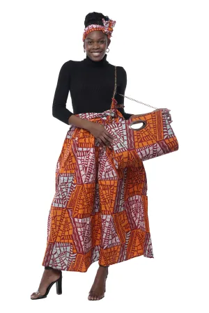 African Wide Palazzo Pants & Matching Handbag Set
