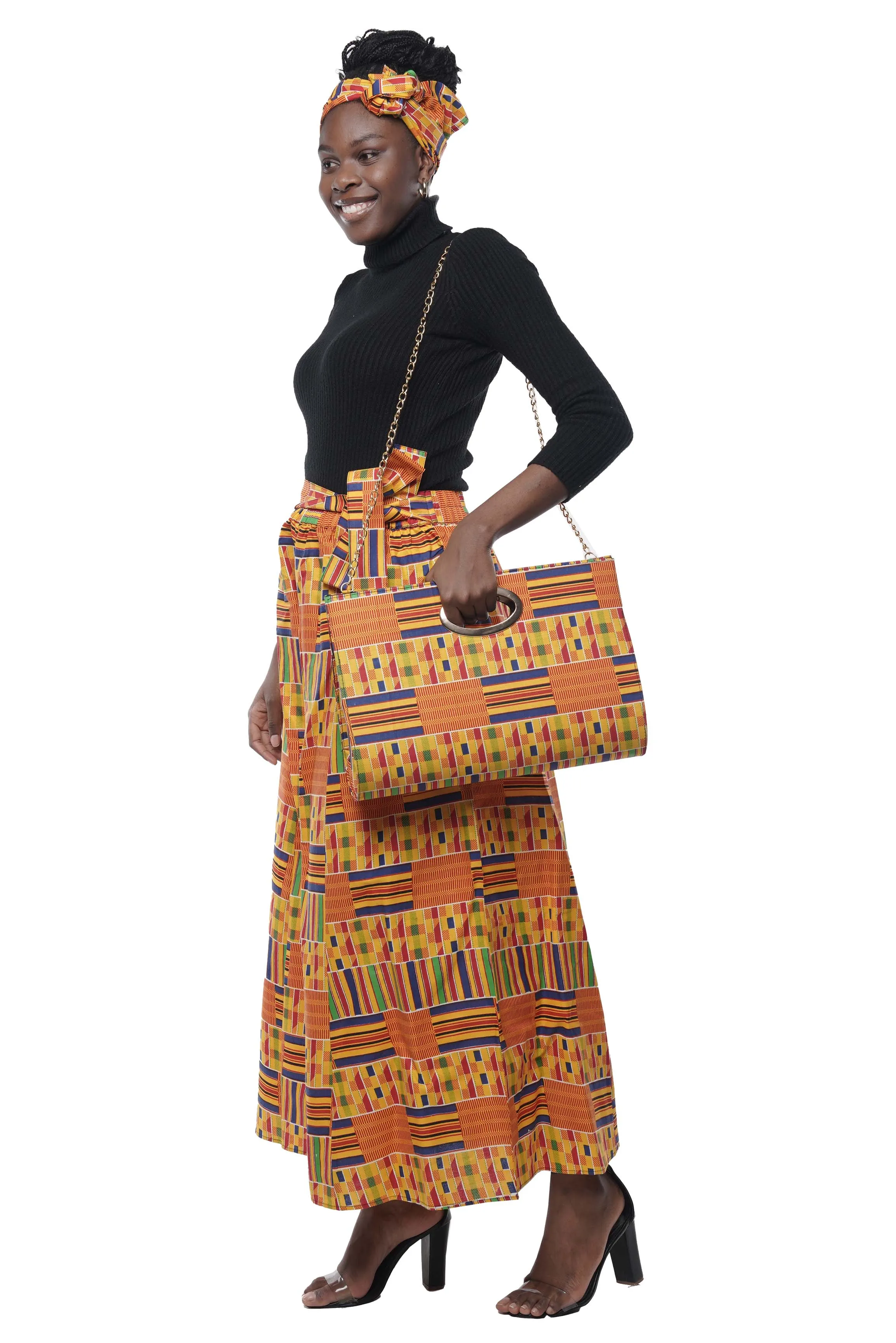 African Wide Palazzo Pants & Matching Handbag Set
