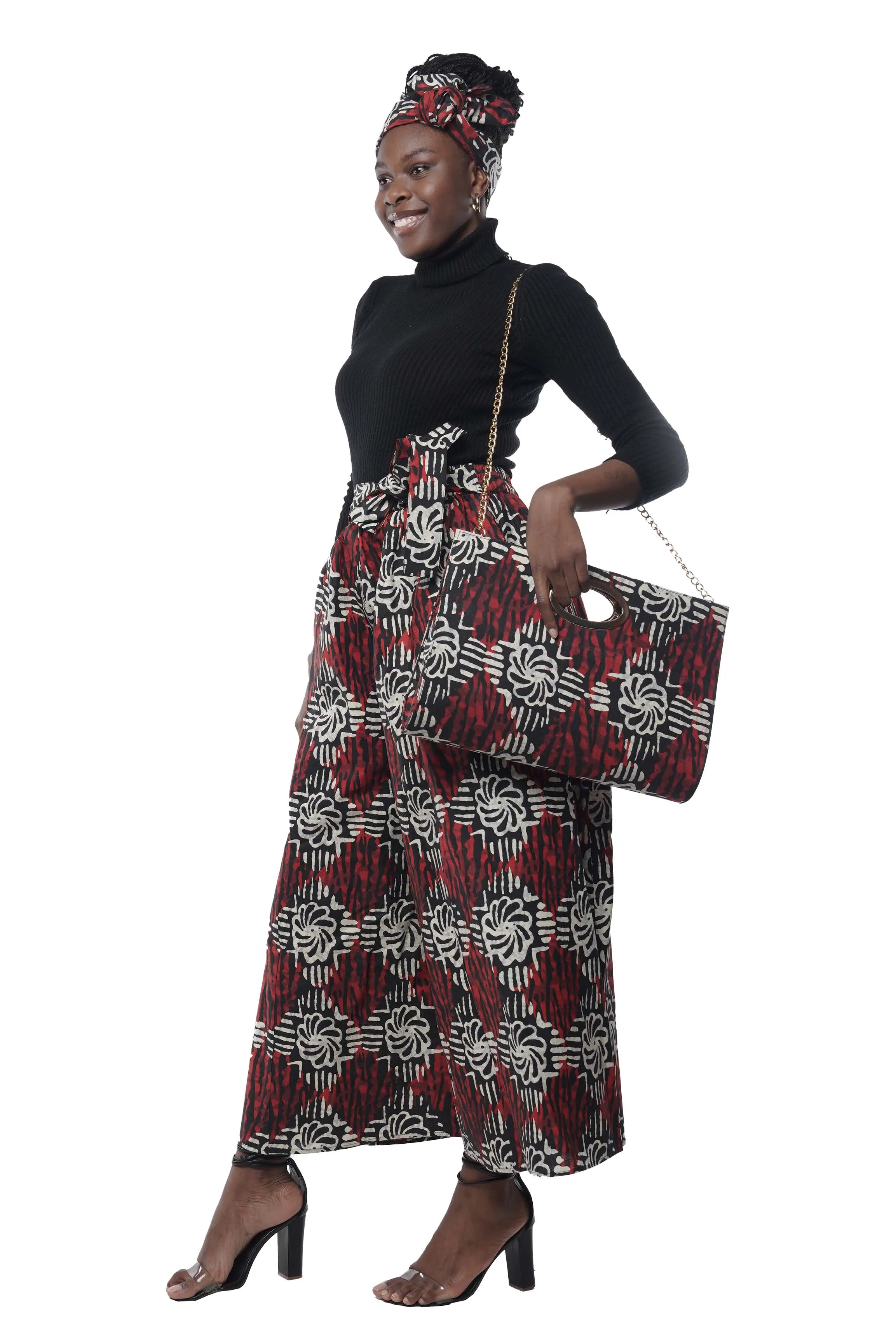 African Wide Palazzo Pants & Matching Handbag Set