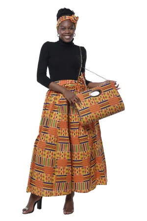 African Wide Palazzo Pants & Matching Handbag Set