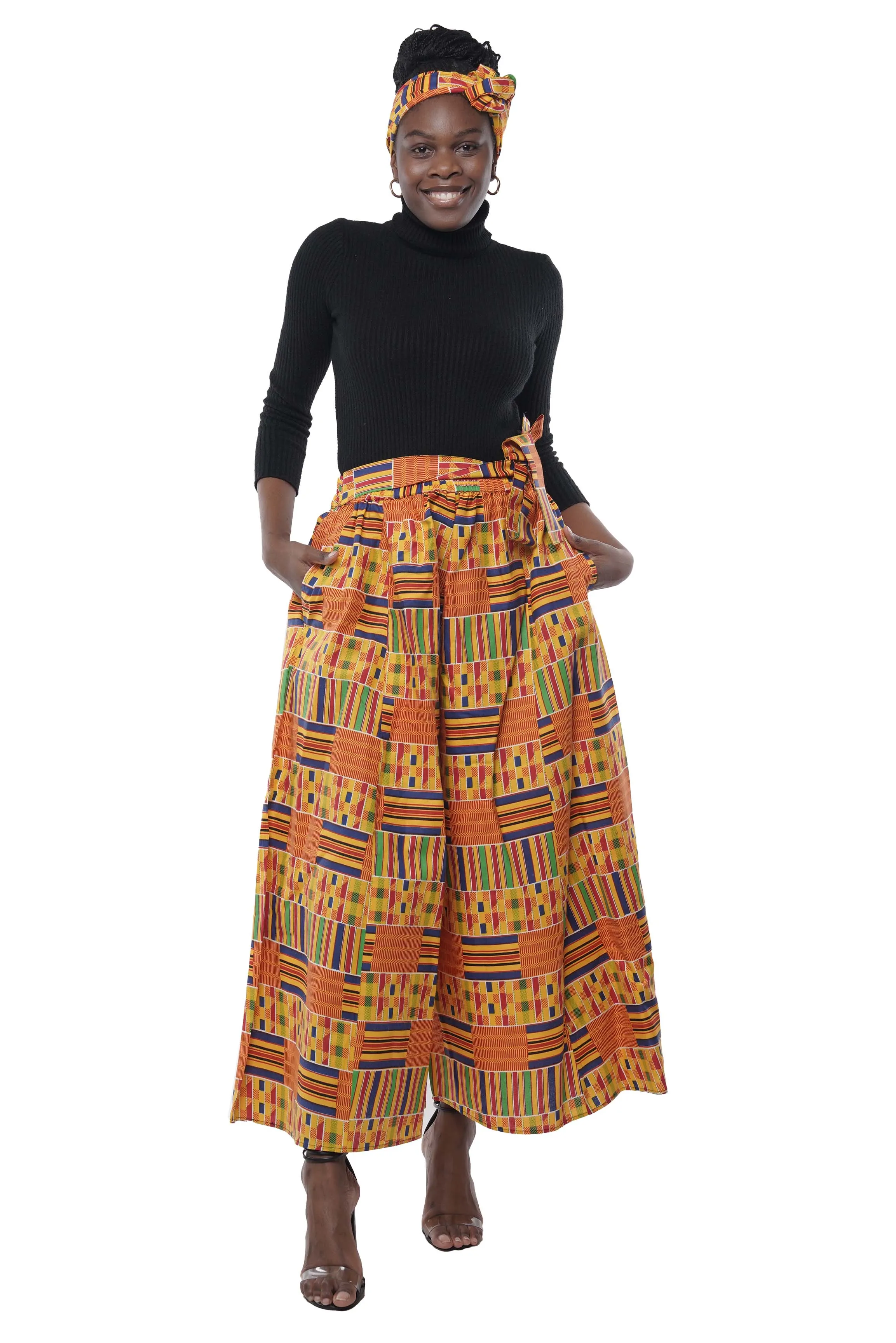 African Wide Palazzo Pants & Matching Handbag Set